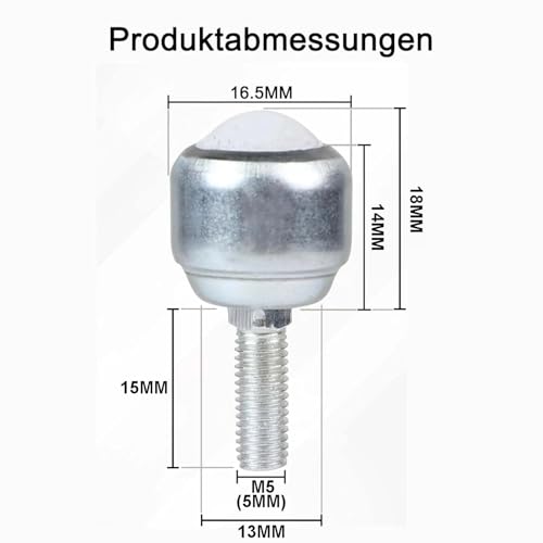 HARY Kugelrollen mit M5 Gewindestift 10 Stück für Möbel 360° Möbelrollen klein aus Metall, Kugelrollen Schwerlast, Lenkrollen für Möbel und Transport