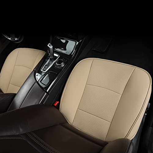 Image of 1Piece Bottom Seat Protector Car Seat Cover PU Leather Front Car Seat Protector Driver Seat Cover Wrapping Edge Seat Bottom Cover Waterproof for Four Seasons (53x52 cm) (beige-a)