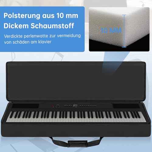 OUUTMEE 88 Keyboard Tasche Zwei Möglichkeiten Zum Tragen,136 x 18 x 34 cm Keyboard Piano Tasche,600D Waterproof Oxford Cloth Piano Tragetasche,Schwarz