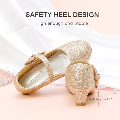 Image of Dufannie Girls Dress Shoes Princess Flats Heels for Toddler Little Big Kids