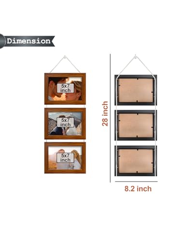 Image of Art Street Pearl Drop Hanging Photo Frame Set of 3 Photo Frame for Home & Office Decoration (Size- 5 x7 Inches, Color - Brown)