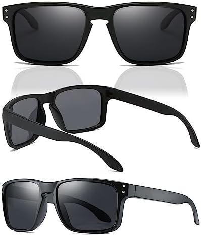 LEDING&BEST Polarised for Men Sunglasses Men Women Driving Cycling Fishing Climbing Anti-glare UV400 Protection TR90 Unbreakable Frame Sports Travel Sun Glasses (2 PACK(Lens:black+blue))