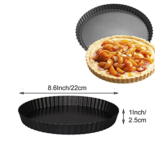 EGEN HMIN Quiche Tart Pan Tin, 22 cm, base staccabile, in acciaio al carbonio, set da 2 (22 cm), 2 pezzi - immagine 4
