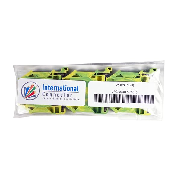 Dinkle DK10N-PE DIN Rail Terminal Ground Block Screw Type UL 6-16AWG, Pack of 3
