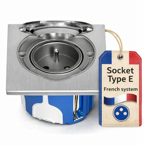 Prise en acier inoxydable IP55, couvercle à clapet, pince enfichable, boîte de commutation coupe-vent, type E français