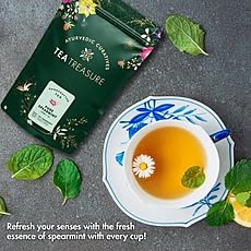 Image of Tea Treasure Spearmint Herbal Tea for PCOS PCOD - 100gm | Hormonal Balance, Reduces Facial Hair & Acne, Digestion Support | Caffeine Free Mint Tea