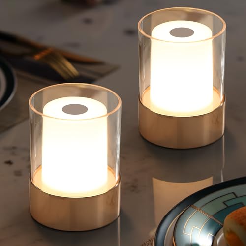 Image of 4 inch Gold Cordless Table Lamp 2 Pack, Outdoor Rechargeable Lamp