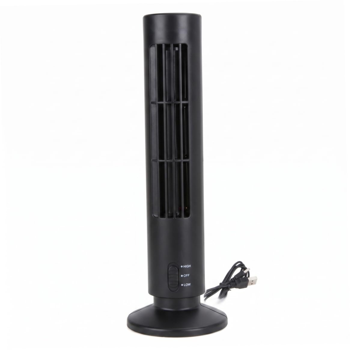 Goutdori Small Tower Fan Bladeless Mini, 2 Speed USB Fan Blows Cold Air Quiet Energy Efficient Black 10.5x33cm