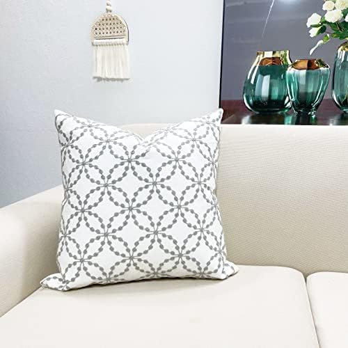 Slow Cow Embroidery Pillow Cover Pillowcase Decorative Throw Pillow Cover for Couch Sofa 20 x 20 Inches Grey