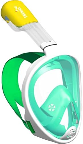 Lovacation Full Face Free Breathing Design.Seaview 180 Degree Snorkel Mask for Adults and Youth.Anti-fog and Anti-leak Technology.Prevent Gag Reflex with Tubeless Green S/M