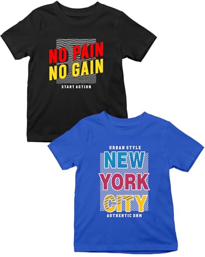 Image of XENOVAURBAN Kids Tshirts Combo | 2 Unisex Printed Round Neck Boys and Girls Kids T-Shirts - P
