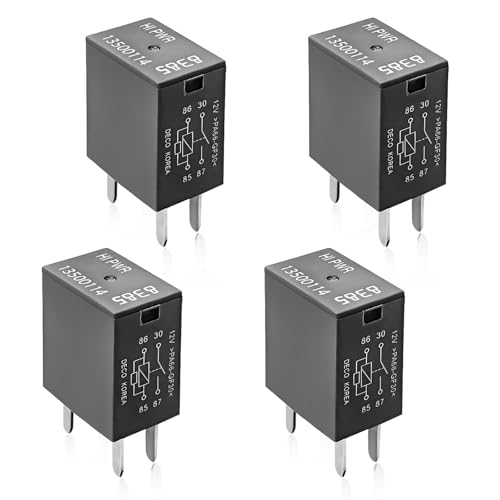 Fkewp 4 PCS Car Air Conditioning Relay, 13500114/8385 12VDC 40A Standard Starter Relay, 4-Pin Multi Purpose Fuse Box Relays for Most Vehicle AC Fan Starter Light, Car Accessories