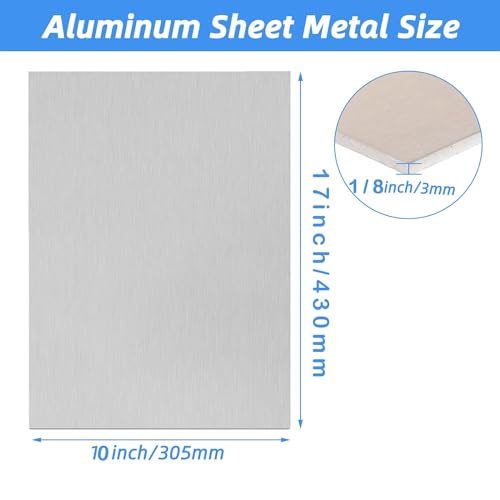 6061-T6 Aluminum Sheet 10 x 17 x 1/8 Inch Thickness Durable Aluminum Plate, Thick Metal Aluminum Sheet Covered with Protective Film for Industry, DIY