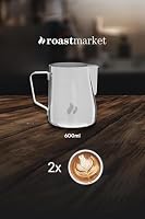 roastmarket Milchkännchen – Ideal zum Milchaufschäumen - Für Cappuccino & Latte Art – Aufschäumkännchen mit speziellem Latte Art Ausguss - Barista Zubehör (Edelstahl, 600ml) – Ansicht 2