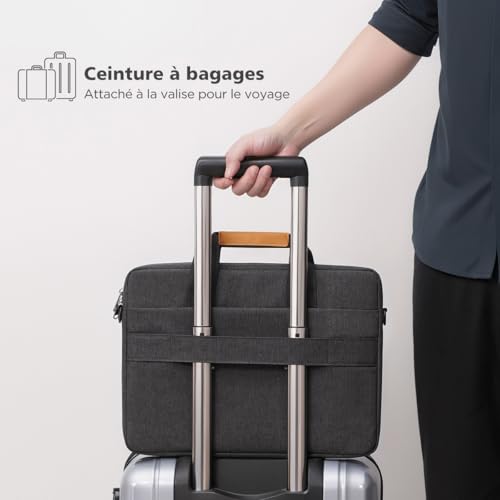NIDOO 15,6 16 Pouces Sac à Bandoulière Sacoche Ordinateur Portable Sac à Main Mallette pour 16" MacBook Pro/15 Surface Book 3/15.6" ThinkPad T15 L15 E15 T15 P15s P16 T16 Z16 /Yoga 7i /Legion 5 7 7i – vue 6