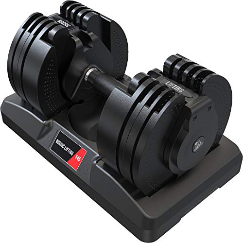 Adjustable Dumbbell 45lbs with Interchangeable Dial - Home Gym Space-Saver - X45 by Nordic Lifting