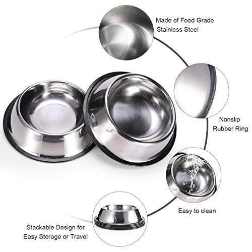 Podinor Stainless Steel Dog Bowls, Food and Water Non Slip Anti Skid Stackable Pet Puppy Dishes for Small, Medium and… - Image 3