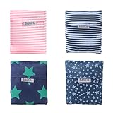 4 Pack Foldable Shopping Bags, Reusable Portable Tote Bags Eco-friendly Shopper Bag Folding Grocery Bags Waterproof Foldable in Pouch for Daily Shopping Travel Outdoors Storage, Four Different Color