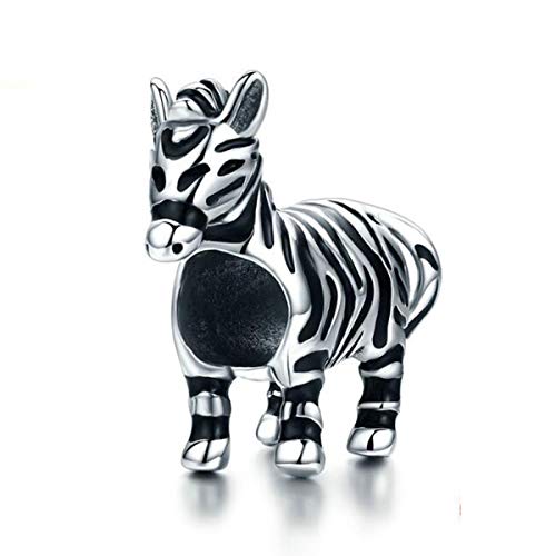 925 Sterling Silver Charm Bead Love Animal Charm Family Birthday fit Pandoras Bracelets DIY Charms (Zebra Charm)
