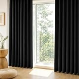 Joydeco カーテン 遮光度99.99% 1級遮光 ブラック 幅100cm*丈110cm 遮光カーテン 2枚セット 遮光 断熱 防音 保温 防寒 省エネ 寝室 リビング 玄関 形態記憶加工 厚地カーテン UVカット おしゃれ 洗濯機対応