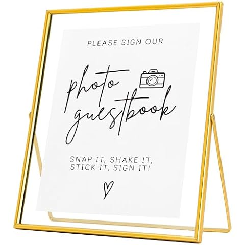 Calculs Please Sign Our Guest Book Sign For Wedding Photo Guest Book Sign Gold Floating Picture Frame Wedding Signs Place Card/Menu Holder 12”x10” Please Sign Cover