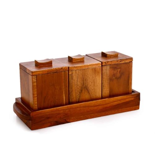 Image of Crystal Milano Premium Teak Wood Tray with 3 Bowls | Serve & Store | Ideal for Home & Restaurants | Handcrafted & Eco-Friendly