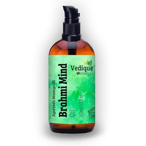 VEDIQUE Remedies Brahmi Mind Oil | 500ml (16.9 fl oz) | Ayurvedic Head Massage Oil | Deeply Calming, Relaxing and Nourishing | All Natural