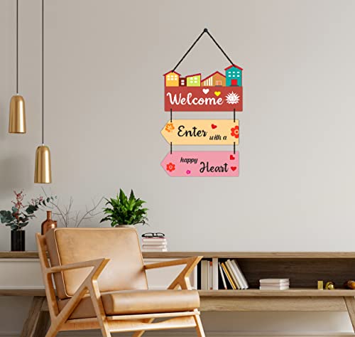 Image of Expleasia, Exuberant & Luxury Decor Decorative Wall Hanging Wooden Decoration Item for Home Office Living Room Bedroom Decoration Items Home Decor Gift Items (Welcome)