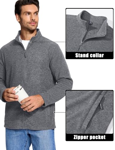 MAGCOMSEN Mens Zip Up Sweatshirt Casual Fleece Jacket with Zipper Pockets and Stand Collar2