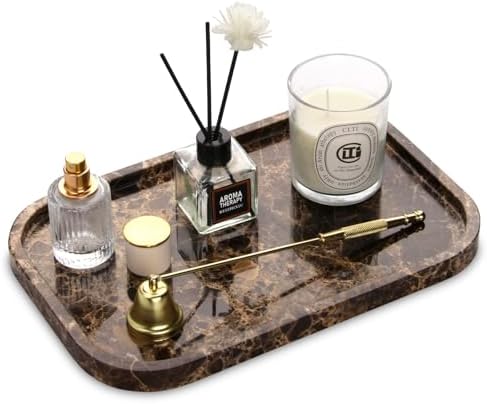 Amazon.com: Marble Bathroom Vanity Tray, Natural Marble Home Kitchen ...