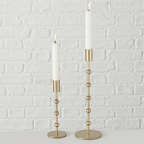 Boltze Kerzenleuchter Kimberly (Kerzenhalter in Gold, Eisen, Kerzenständer 2 teilig, Rund) 2016685