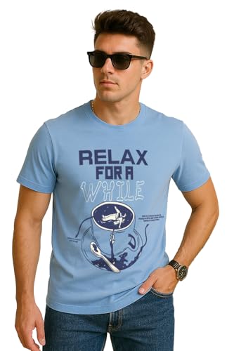 Image of Veirdo Men's T-Shirt Regular Fit Round Neck Pure Cotton Half Sleeve Graphics Printed T-Shirt Different Size Range S to 2XL
