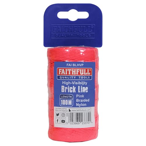 Cuerda Faithfull FAIBLHVP de Nylon trenzado rosa de alta visibilidad para ladrillo 100 metros resistencia a rotura 26.4kg miniatura 1