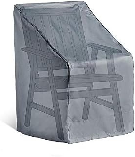 VonHaus Waterproof Garden Chair Cover - 'The Storm Collection' Premium Heavy Duty Breathable Fabric Protection for Patio & Outdoor Stacking/Reclining Single Seat (L71cm x D76cm x H64-99cm) - Grey