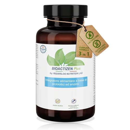 Bioactizen Plus 120 Cps Suplemento Fermentos Lácticos Adultos, Probióticos Y Prebióticos Para Intestino Con Enzimas Digestivas Completas E Inulina De Cadena Larga, Lactobacillus Gasseri Reuteri
