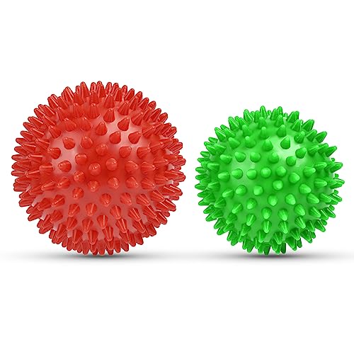URAQT Bolas de Masaje Miofascial, 2pcs Pelotas de Masaje con Pinchos, Sport Bolas de Masaje para Aliviar Dolores Musculares, Herramienta de Masaje de Alta Densidad