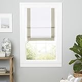 Exclusive Home Frontera 100% Blackout Roman Shade, 23'x64', White/Greige