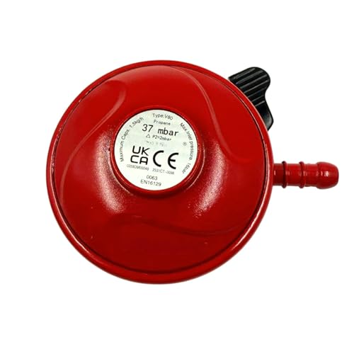 Patio Gas & BBQ Regulator 27mm Clip On Low Pressure BBQ Gas Regulator for Propane Cylinders Quick Release LPG Regulator for Barbecues