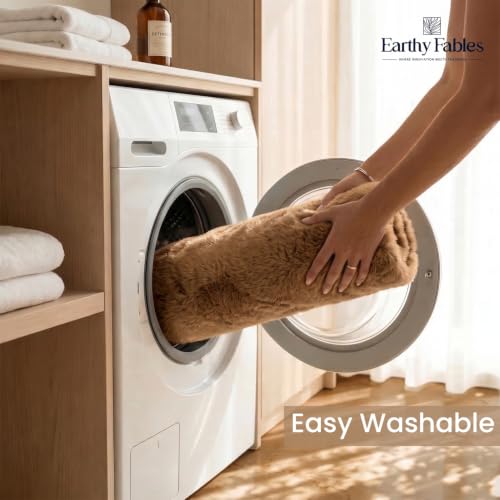 Image of Earthy Fables Plush Microfiber Bath Mat, Quick Dry, Anti-Skid, Water Absorbent, Non-Slip, Machine Washable Floor Rug, Shower Mat, Door Mat for Bathroom, Bedroom, 60 x 40 cm - Beige