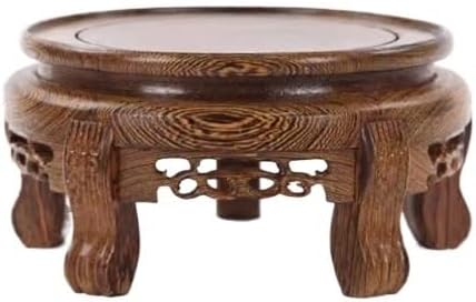 Bonsai Pedestal Vase Pedestal Stands Flower Pot Base Solid Wood Carved Crafts Ornaments Vase Base Round Bonsai Buddha Statue Fish Tank Base Planter Stand Plant Holder