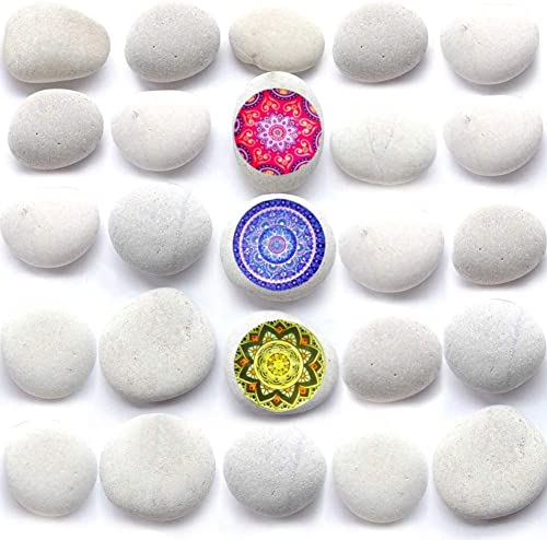 Image of White Pebbles for Painting, 45 Pic Stone 2-3 inches Perfect for Painting Kindness Kids Party,Crafts Garden, Landscape and Decorative Pebbles Stones
