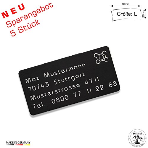 Drohnenkennzeichen/Drohnen Kennzeichnung/Kennzeichen/Fluggerätekennzeichnung/Quadrocopterkennzeichnung inkl. individueller CNC Gravur und