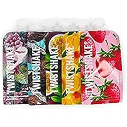 Twistshake Bolsas Reutilizables Twistshake 5x Bolsas Reutilizables de Comida para Bebés 220 ml, Bolsitas de Alimento Recargable con Double Cremallera para Alimentación Complementaria, Lavable, Congelador Seguro, Sin BPA, Fruit