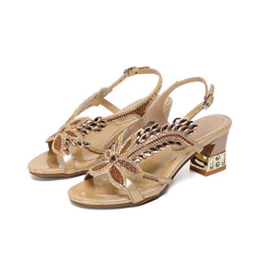 Image of Women's Handmade Rhinestones Crystal Heel Evening Bridal Wedding Prom Sandals Heeled 6.5 cm