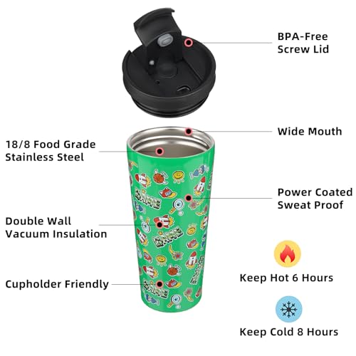 Image of BJPKPK 22 oz Coffee Tumbler with Straw, Insulated Stainless Steel Cup