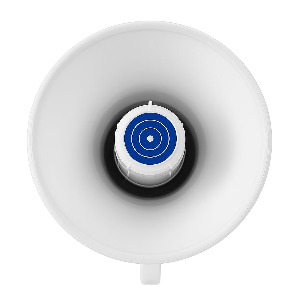Megáfono portátil 40 W recargable con sirena, grabadora, LED y USB – Alcance 800 m – Modelo 26 A – Blanco/Azul