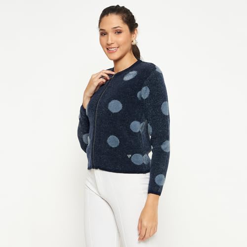 Image of Duke Stardust Women Full Sleeve Zipper Cardigan (SDS1005R D.Navy L)