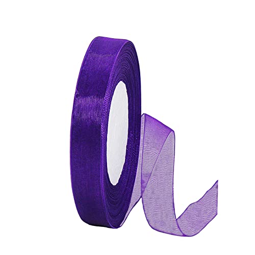 Cinta de Chiffon Organza Tul de Morado Transparente para Embalaje Regalos Globos,15mm x 45m Cintas para Invitaciones y Decoración Regalos de Bodas Ramos Cumpleaños Navidad Envoltorios