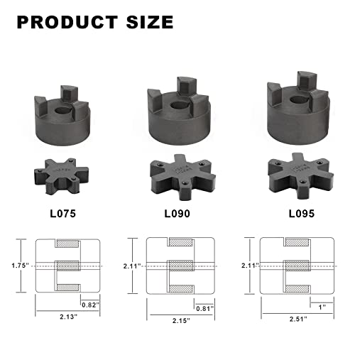 Autojare LZQ-002 1/2 Inch To 7/8 Inch L075 Flexible 3-Piece L-Jaw Coupling Set & Buna-N Nbr Rubber Spider thumb #5