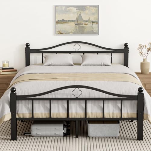 Image of Metal Full Size Bed Frames with Headboard & Footboard | Noise-Free Design, 12 inch Underbed Storage, Heavy Duty Metal, No Box Spring Needed, Tool-Free Assembly